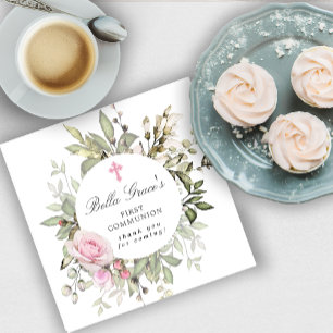 Pink Floral First Community Servet