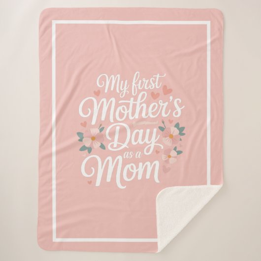  Pink Floral First Mother's Day  Sherpa Deken (Voorkant)