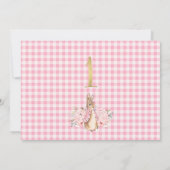 Pink Floral Flopsy Bunny Rabbit 1st Foto Birthday Kaart (Achterkant)