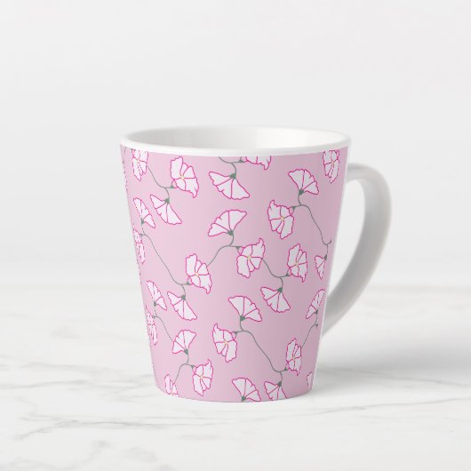 Pink Floral Flowers Cup Latte Mok (Rechterhoek)