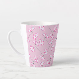 Pink Floral Flowers Cup Latte Mok