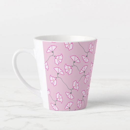 Pink Floral Flowers Cup Latte Mok (Links)