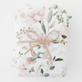 Pink Floral Foliage Hummingbird Inpakpapier Vel (In situ)