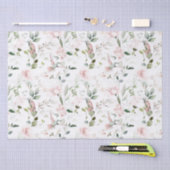 Pink Floral Foliage Hummingbird Tissuepapier (Craft)