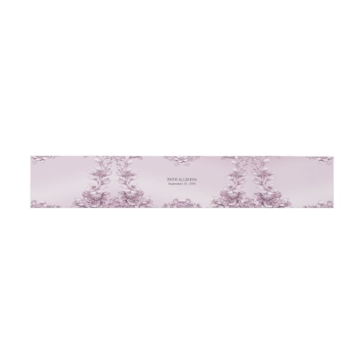 Pink Floral Foliage Invitation Belly Band Uitnodigingen Wikkel (Vlak)
