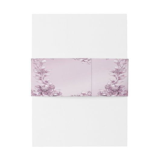 Pink Floral Foliage Invitation Belly Band Uitnodigingen Wikkel (Achterkant Voorbeeld)