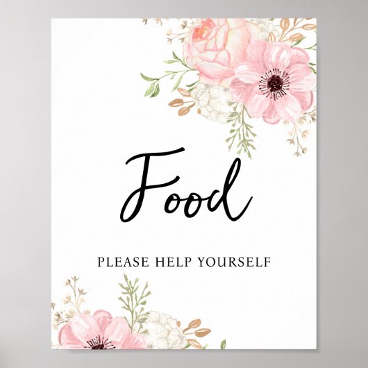 Pink Floral Food Baby Shower Poster (Voorkant)