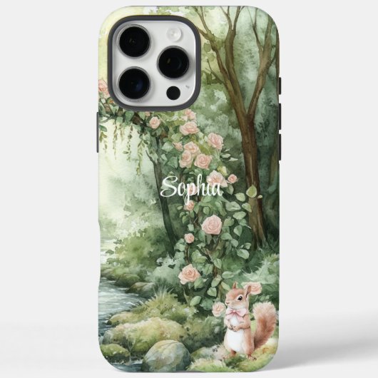 Pink Floral Forest Squirrel Case-Mate iPhone Case (Achterkant)