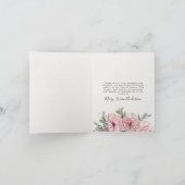 Pink Floral Foto Funeral Memorial Bedankkaart (Binnen)