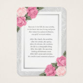 Pink Floral Foto Funeral Memorial Prayer Kaart (Achterkant)