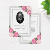 Pink Floral Foto Funeral Memorial Prayer Kaart (Bureau)