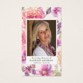 Pink Floral Foto Memorial Prayer Kaart (Voorkant)