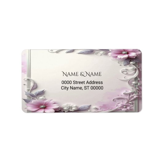 Pink Floral Frame Address Label (Voorkant)