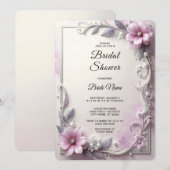 Pink Floral Frame Bridal Shower Kaart (Voorkant / Achterkant)