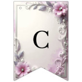 Pink Floral Frame Bunting Flag Vlaggetjes (Eerste vlag)