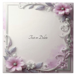 Pink Floral Frame Ceramic Tile Tegeltje