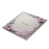 Pink Floral Frame Ceramic Tile Tegeltje (Zijkant)