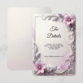 Pink Floral Frame Detail Enclosure Informatiekaartje (Voorkant / Achterkant)
