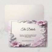 Pink Floral Frame Detail Informatiekaartje (Voorkant / Achterkant)