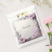 Pink Floral Frame Favor Bag Bedankzakje (Gezegeld)