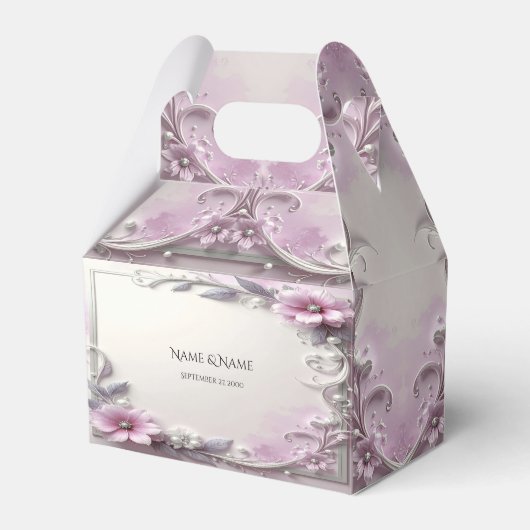 Pink Floral Frame Favor Box Bedankdoosjes (Voorkant Zijde)