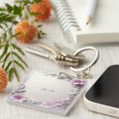 Pink Floral Frame Keychain (Voorkant Rechts)