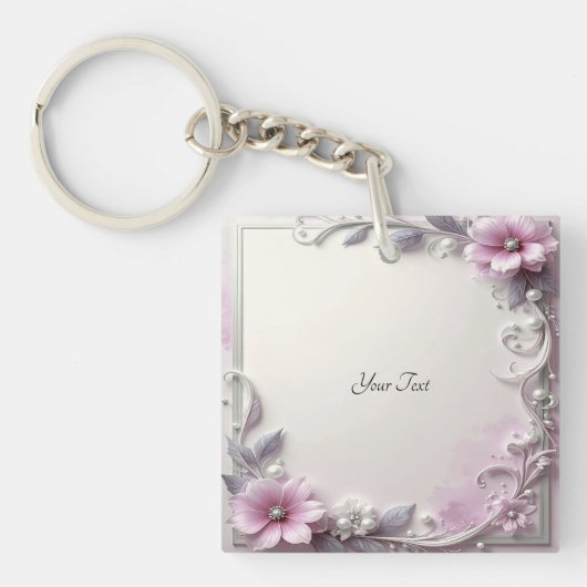 Pink Floral Frame Keychain (Voorkant)