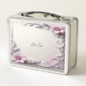 Pink Floral Frame Lunch box (Achterkant)