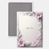 Pink Floral Frame Magnet (Voorkant / Achterkant)