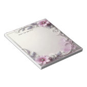 Pink Floral Frame Notepad Notitieblok (Schuin)