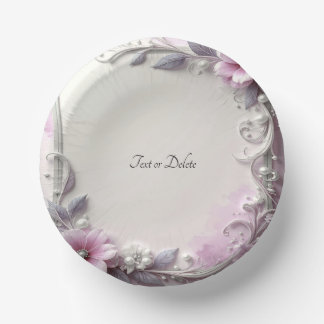 Pink Floral Frame Paper Bowls Papieren Kommen