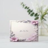 Pink Floral Frame Postcard Briefkaart (Staand voorkant)