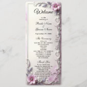 Pink Floral Frame Wedding  Programmakaart (Voorkant)