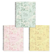 Pink Floral French Toile Flower Custom Name Recipe Notitieboek