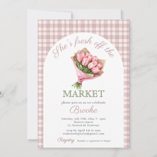 Pink floral fresh off the market Bridal Shower Kaart (Voorkant)