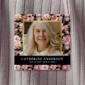 Pink Floral Funeral Memorial Foto Button