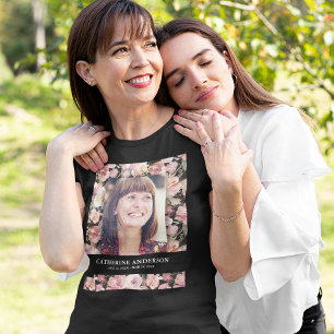 Pink Floral Funeral Memorial Foto T-shirt