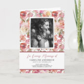 Pink Floral Funeral Order of Service Photo Program Programma (Voorkant)