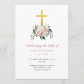 Pink Floral Funeral Order of Service Prog Programmakaart (Voorkant)