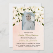 Pink Floral Funeral Photo Celebration life Invite Bedankkaart (Voorkant)
