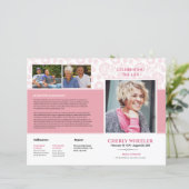 Pink Floral Funeral Program Sjabloon (Staand voorkant)