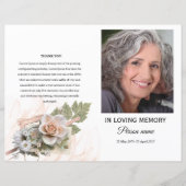 pink Floral Funeral Programme Sjabloon (Voorkant)
