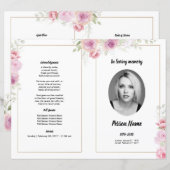 pink Floral Funeral Programme Sjabloon (Voorkant / Achterkant)