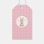 Pink Floral Furry Bunny Birthday Dank je Cadeaulabel (Achterkant)