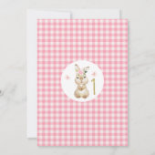 Pink Floral Furry Bunny Gold One First Birthday Kaart (Achterkant)