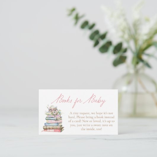 Pink Floral Garden Baby shower Boeken voor Baby Informatiekaartje (Staand voorkant)