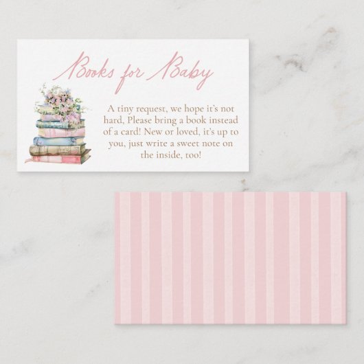 Pink Floral Garden Baby shower Boeken voor Baby Informatiekaartje (Voorkant / Achterkant)