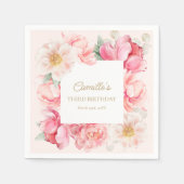 Pink Floral Garden Birthday Servet (Voorkant)