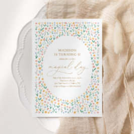 Pink Floral Garden Girl Birthday Party Kaart