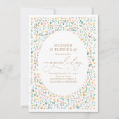 Pink Floral Garden Girl Birthday Party Kaart (Voorkant)